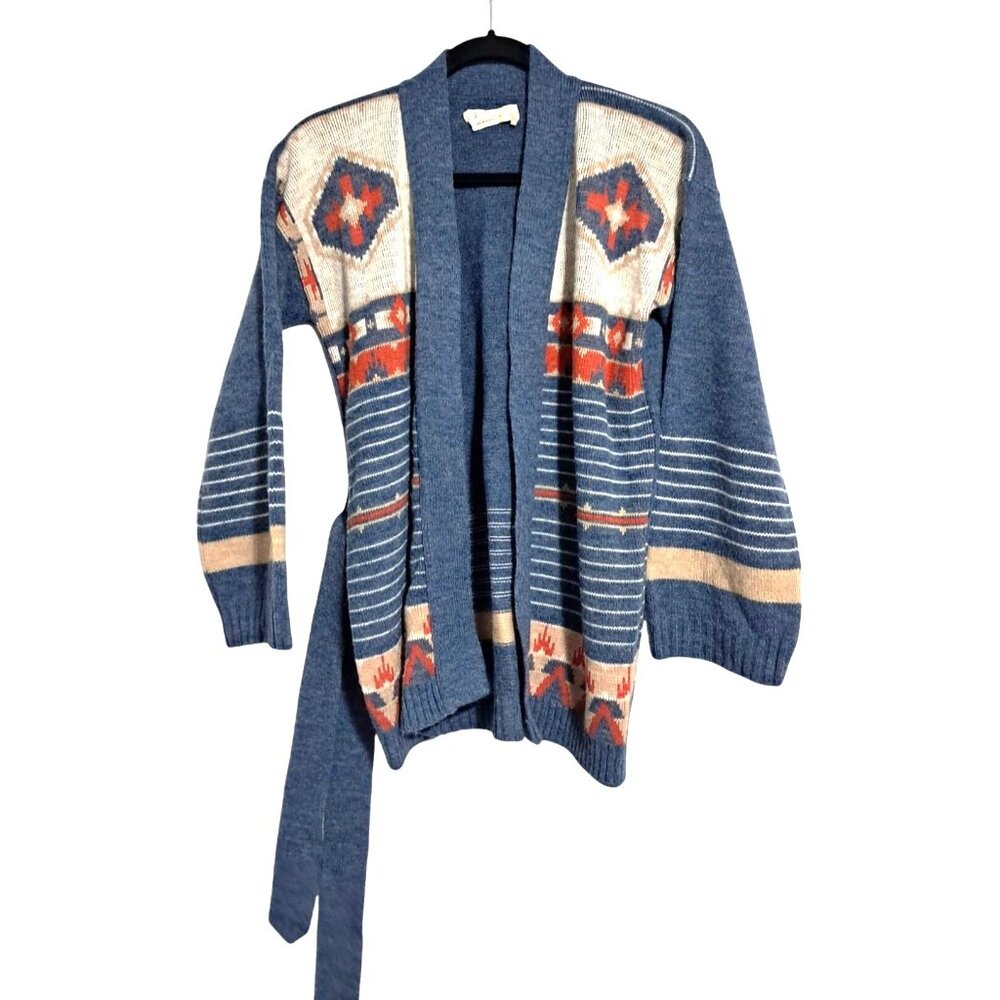 Pandora Cardigan Sweater Womens M Navajo Design Belted Vintage‎ 1970s